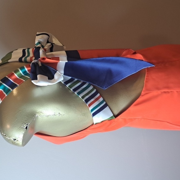 Lulus Reddish Orange Multi-striped Tie Back Mini Dress - Picture 4 of 9